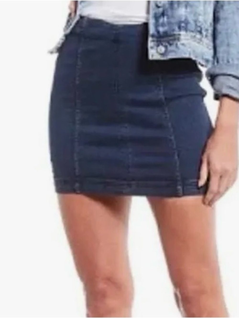 Free People Modern Femme Denim Mini Skirt Dark Wash Blue